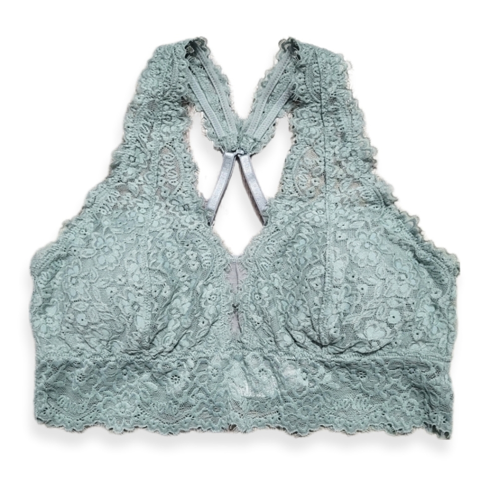 New Aerie Lace Wireless Green Bralette Size Medium